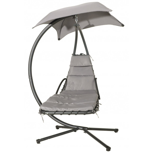 MultiGarden Hammock Lounger with Canopy - Grey | Garden hammock on a stand, outdoor relaxation