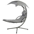 MultiGarden Hammock Lounger with Canopy - Grey | Garden hammock on a stand, outdoor relaxation
