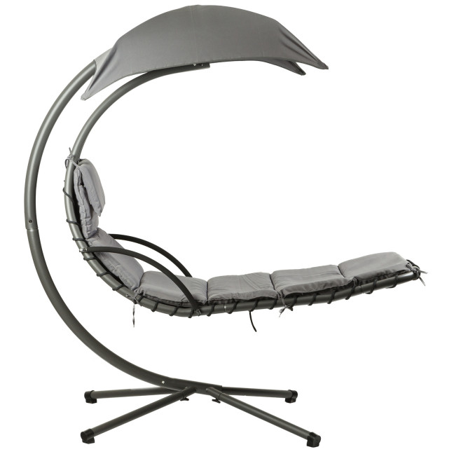 MultiGarden Hammock Lounger with Canopy - Grey | Garden hammock on a stand, outdoor relaxation