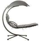 MultiGarden Hammock Lounger with Canopy - Grey | Garden hammock on a stand, outdoor relaxation
