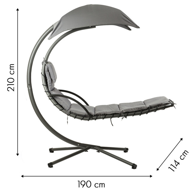 MultiGarden Hammock Lounger with Canopy - Grey | Garden hammock on a stand, outdoor relaxation