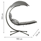 MultiGarden Hammock Lounger with Canopy - Grey | Garden hammock on a stand, outdoor relaxation