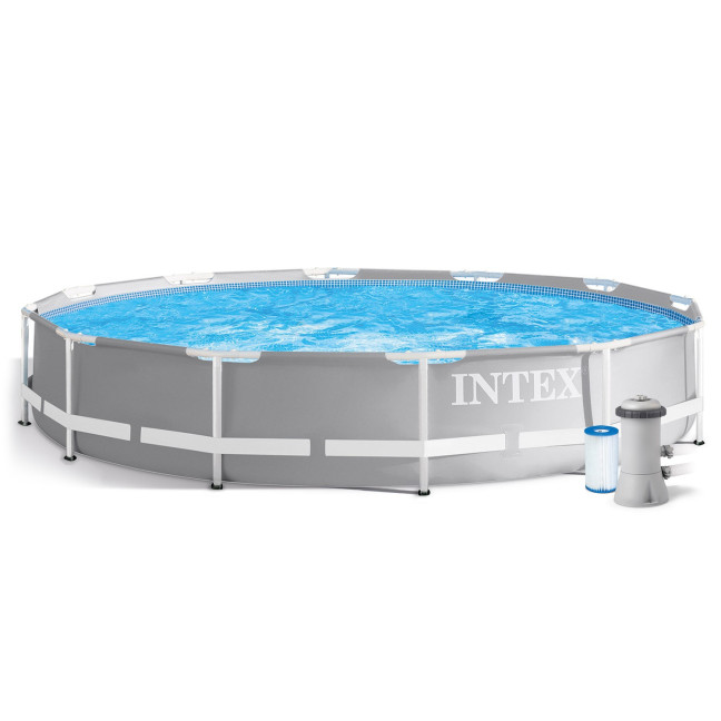 INTEX 366 × 76 cm steel-frame pool 16-in-1 set — extra-wide family splash zone with FREE bubble maker