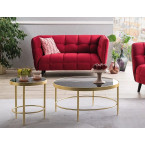 Luxury Coffe Table Gold and Black / Hartened Glass Mystic