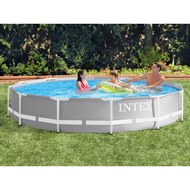 INTEX 366 × 76 cm steel-frame pool 16-in-1 set — extra-wide family splash zone with FREE bubble maker