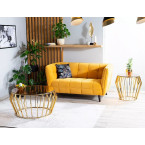 Golden ARIANA coffee table and smoked amber tempered glass