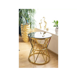Gold-colored stainless steel tempered glass bench