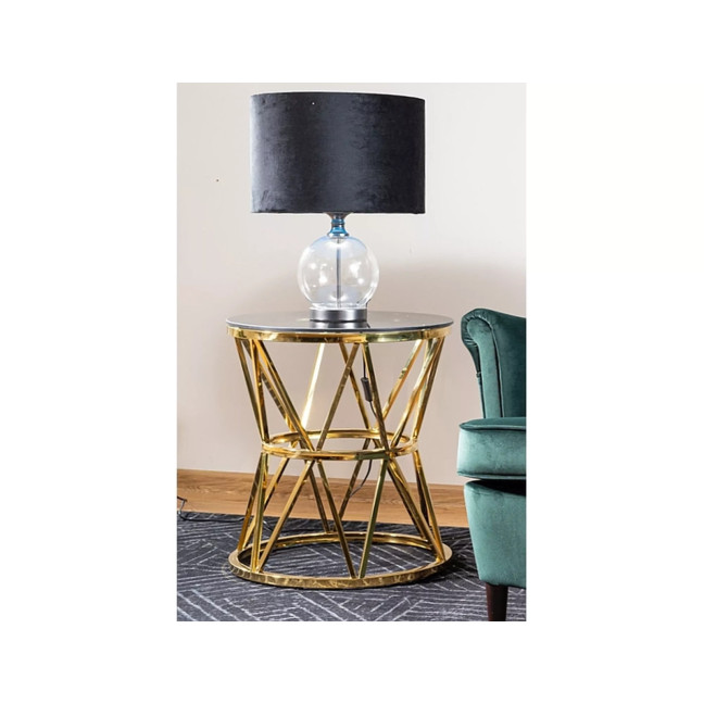 Gold-colored stainless steel tempered glass bench