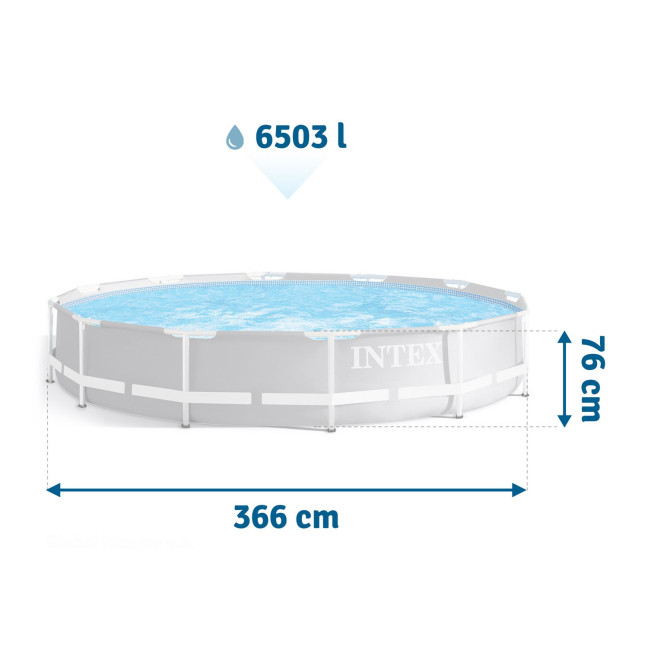 INTEX 366 × 76 cm steel-frame pool 16-in-1 set — extra-wide family splash zone with FREE bubble maker