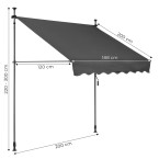 MultiGarden Balcony Awning - Sunshade with Height Adjustment and Manual Crank, Waterproof