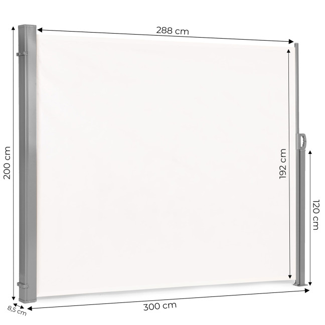 Foldable Side Awning 300x200 cm Beige - Privacy Screen for Terrace and Garden
