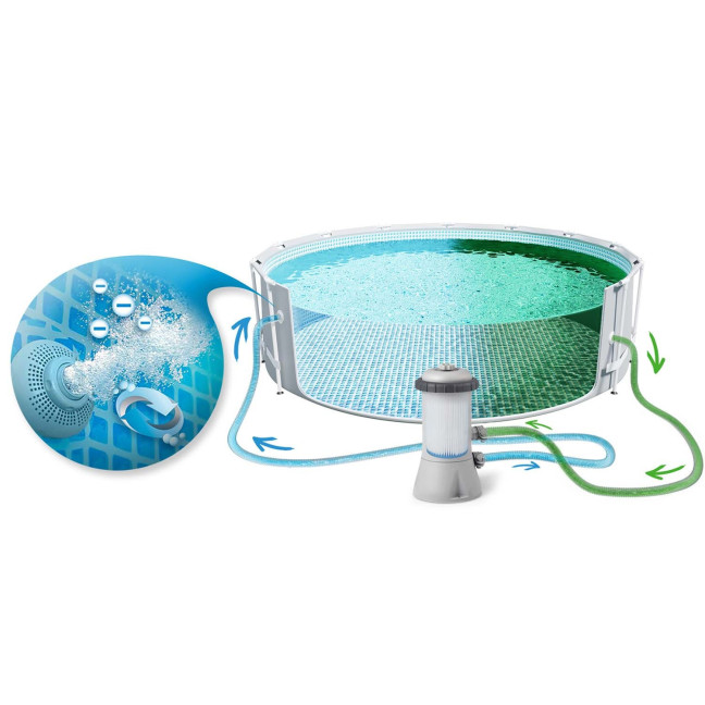 INTEX 457 × 122 cm steel-frame pool 21-in-1 set — XL backyard resort with FREE bubble maker