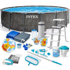 INTEX Greywood Prism Frame pool 457 × 122 cm (+ full accessory kit) — resort-grade depth for family backyards