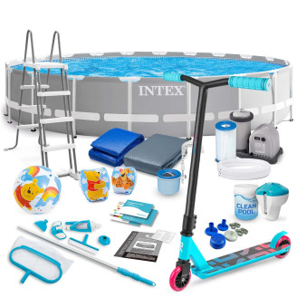 INTEX Greywood Prism Frame 610 × 132 cm pool (21-in-1 set + FREE Soke GO! scooter)
