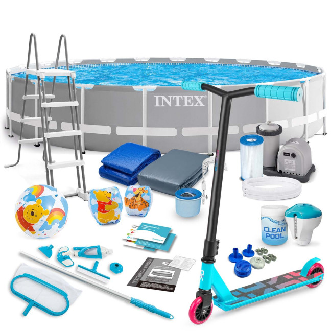 INTEX Greywood Prism Frame 610 × 132 cm pool (21-in-1 set + FREE Soke GO! scooter)
