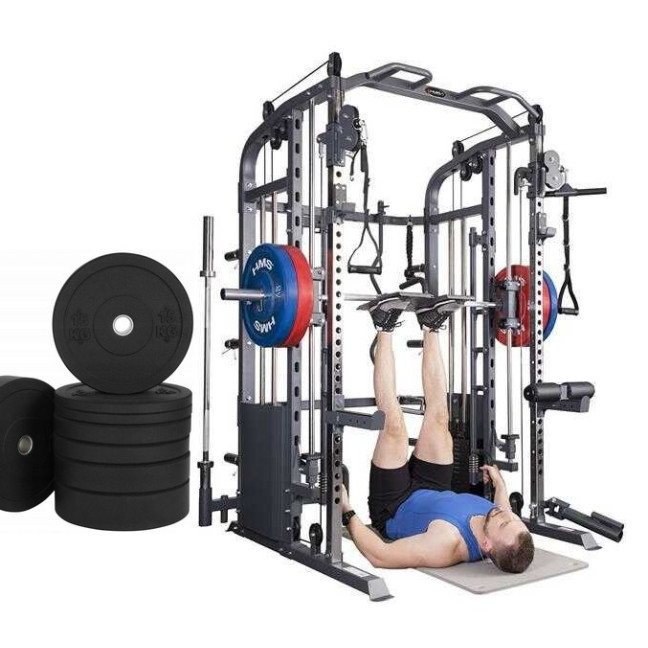 Cyklop 2 + 60KG Olympic Plates (4x5kg, 4x10kg) UWN070 Leg Press with Weight Stack Semi Commercial HMS