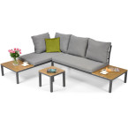 LAGOS Garden Corner Sofa with Lounger Function - Grey | Garden corner sofa, relaxation set, comfort on the patio