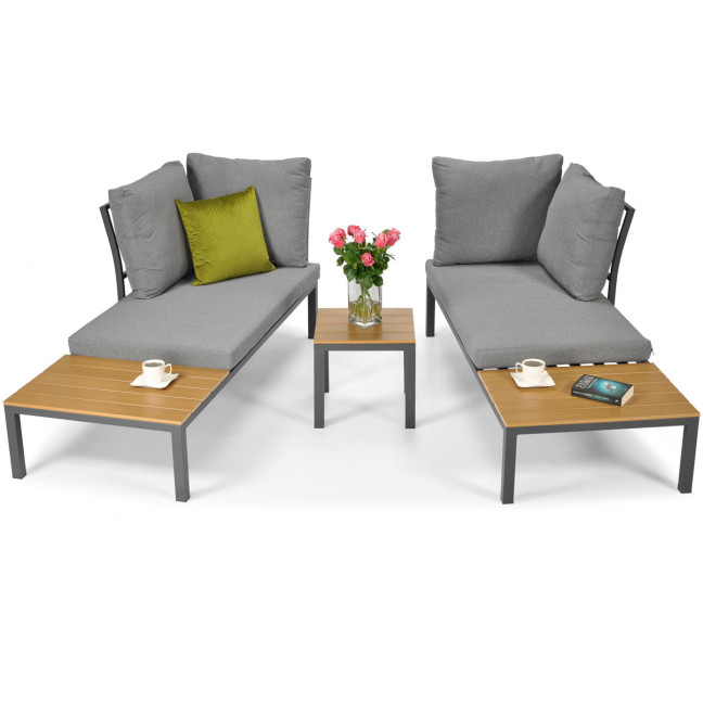 LAGOS Garden Corner Sofa with Lounger Function - Grey | Garden corner sofa, relaxation set, comfort on the patio