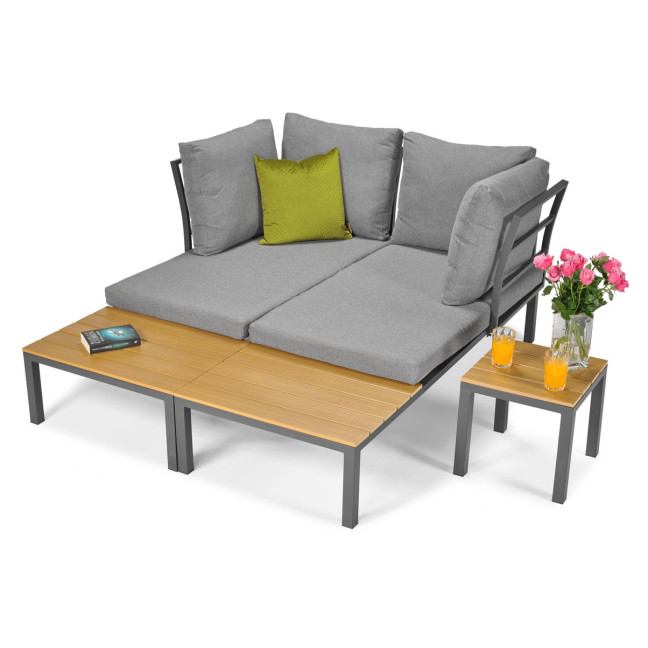 LAGOS Garden Corner Sofa with Lounger Function - Grey | Garden corner sofa, relaxation set, comfort on the patio