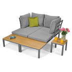 LAGOS Garden Corner Sofa with Lounger Function - Grey | Garden corner sofa, relaxation set, comfort on the patio
