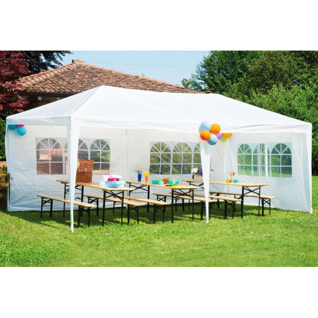 MultiGarden White Commercial Garden Pavilion Tent 3x6 m with 6 Walls | Garden furniture, relaxation, modern style