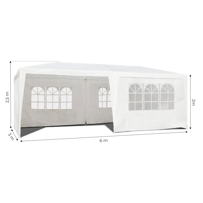 MultiGarden White Commercial Garden Pavilion Tent 3x6 m with 6 Walls | Garden furniture, relaxation, modern style
