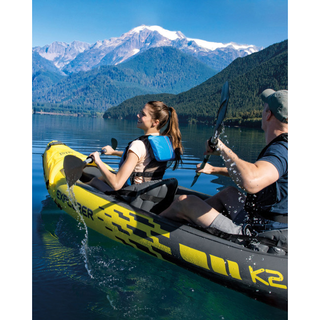 Inflatable Kayak Explorer K2 for 2 Persons with Oars + Pump - INTEX 68307
