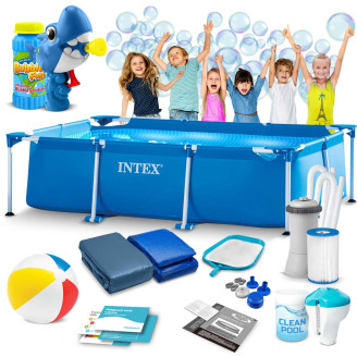 Garden Frame Pool INTEX 28272 (15-in-1) - 300 x 200 x 75 cm + Free Bubble Machine