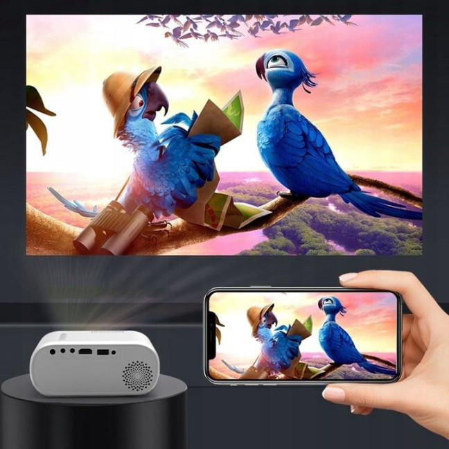 Mini Portable Projector WiFi 2.4/5 GHz Miracast Airplay Full HD for Smartphone 3000 lm Zenwire d300s