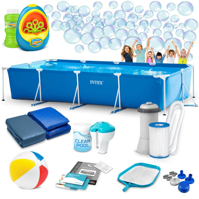 Garden Frame Pool INTEX 28273 (15-in-1) - 450 x 220 x 84 cm + Free Bubble Machine