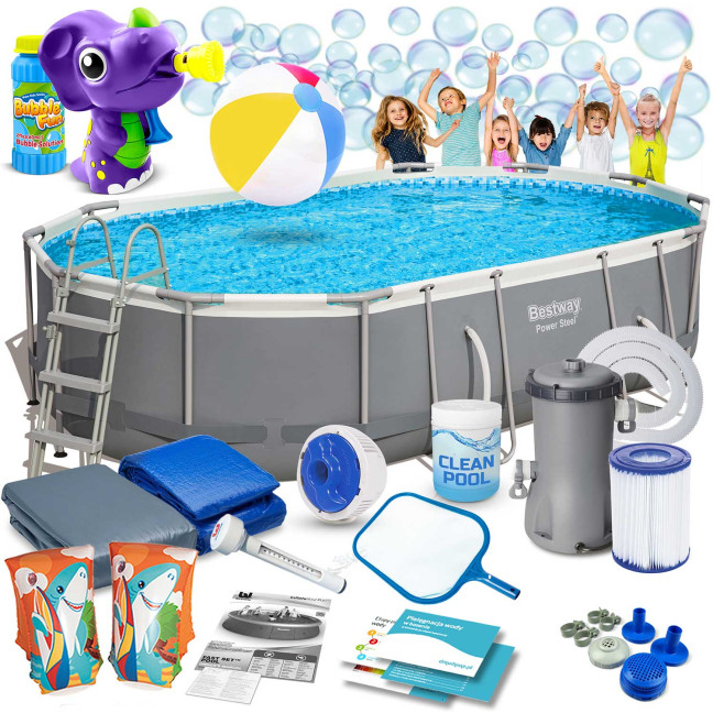 Framellar garden pool 488 x 305 x 107 cm 18in1 Bestway 56448 + bubble machine for free
