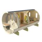 Barrel Outdoor Sauna 400 for 7 persons / Electric or Wood-Burning Harvia Stove  / High Quality Scandinavian Spruce (Thermwood)