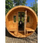 Barrel Outdoor Sauna 250 for 4 persons / Electric or Wood-Burning Harvia Stove  / High Quality Scandinavian Spruce (Thermwood)