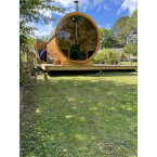 Barrel Outdoor Sauna 250 for 4 persons / Electric or Wood-Burning Harvia Stove  / High Quality Scandinavian Spruce (Thermwood)