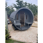 Barrel Outdoor Sauna 250 for 4 persons / Electric or Wood-Burning Harvia Stove  / High Quality Scandinavian Spruce (Thermwood)