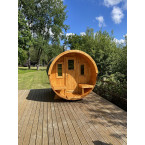 Barrel Outdoor Sauna 250 for 4 persons / Electric or Wood-Burning Harvia Stove  / High Quality Scandinavian Spruce (Thermwood)