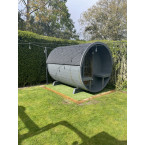Barrel Outdoor Sauna 250 for 4 persons / Electric or Wood-Burning Harvia Stove  / High Quality Scandinavian Spruce (Thermwood)